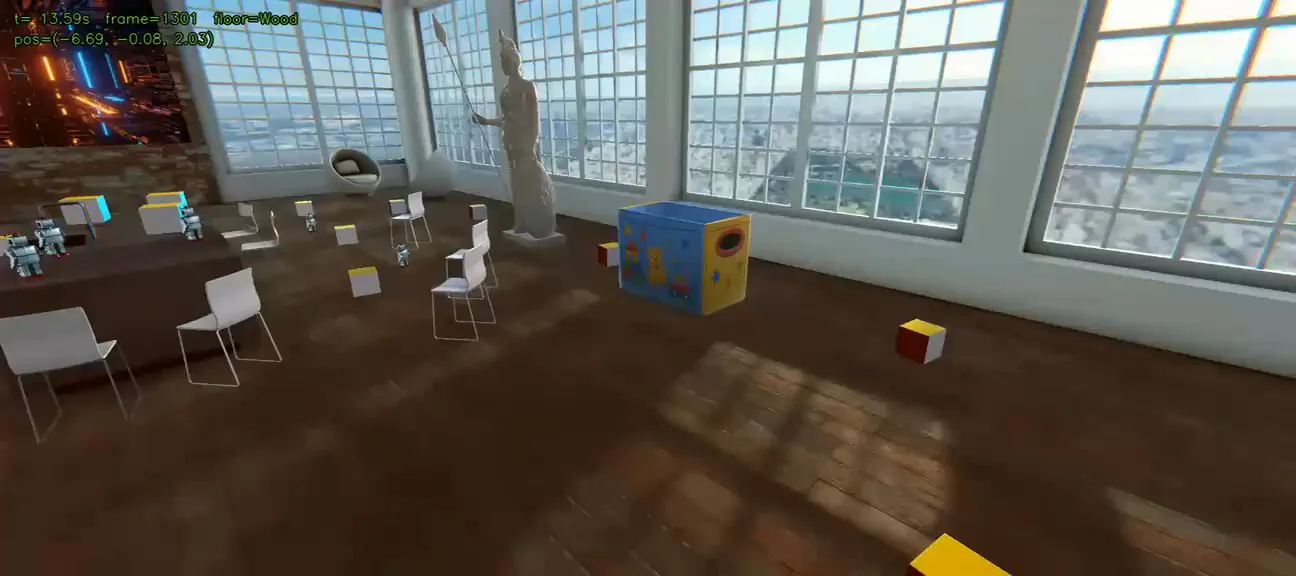 A person building and playing inside a VLGE world